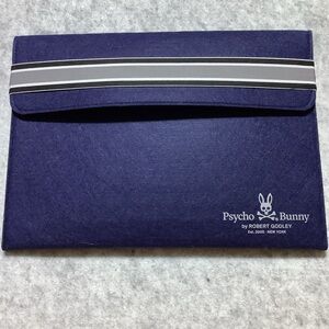 Psycho Bunny Navy Laptop Sleeve with Gray Stripe Band